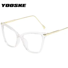 YOOSKE модные очки кошачий глаз оправа для женщин Близорукость оптическая оправа металлические прозрачные линзы черные розовые очки прозрачные очки