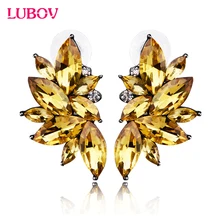 Opal Stone Stud Earrings Christmas Party 2018 Brand New Elegant Crystal Earrings For Women Trendy Golden Women Earrings