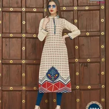 Индийская традиционная Курти рукав 3 четверти Хлопок Курта Болливуд дизайнерская Стильная туника топ с принтом женское платье Повседневная одежда для вечеринок