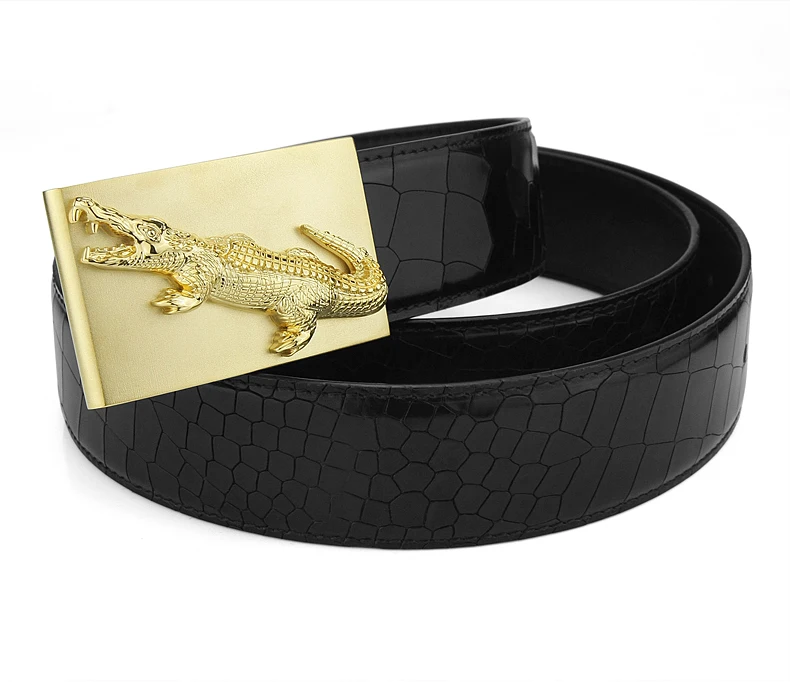 Высококачественная большая медная Пряжка из крокодиловой кожи, золотой ремень с пряжкой, мужские ремни из натуральной кожи ceinture homme, роскошный известный бренд