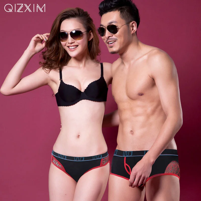 Женские и мужские хлопковые трусы боксеры QIZXIM однотонные кружевные для