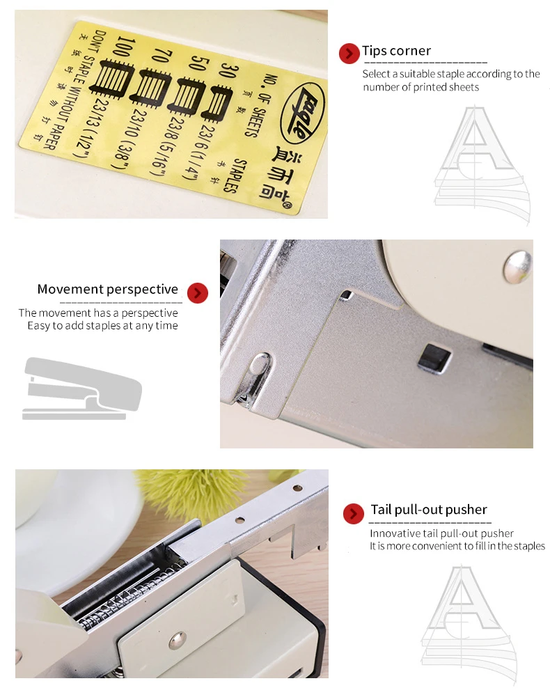 Тяжелый тип металла бумажный степлер переплет скрепляя бумага переплет машина подходит скобы 23/6 23/13 офисная прищепка поставки 938