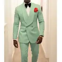 Latest Style Mint Green Men Groom Tuxedos for Wedding Suit 2018 Shawl Lapel Two Piece Jacket Pants Formal Man Blazer