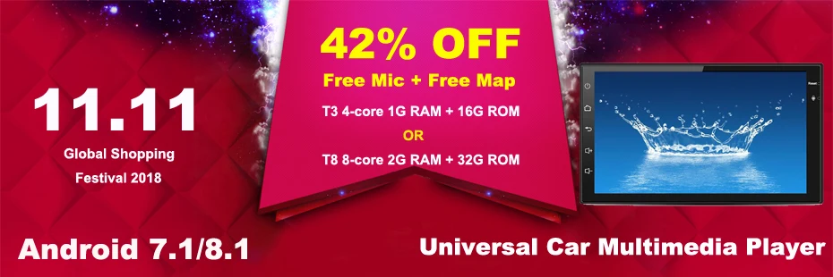 Discount Free External Microphone ! Android 6.0 Universal Car DVD Player Head Unit Radio Tape Recorder Multimedia GPS WiFi BT Support OBD 0