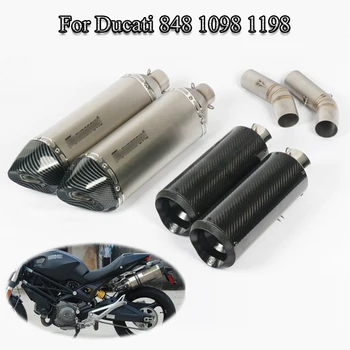 

Slip On Motorcycle Exhaust Muffler Pipe Connecting Mid Connect Pipe Exhaust Muffler Tube For Ducati 848 1098 1198 Moto Modified