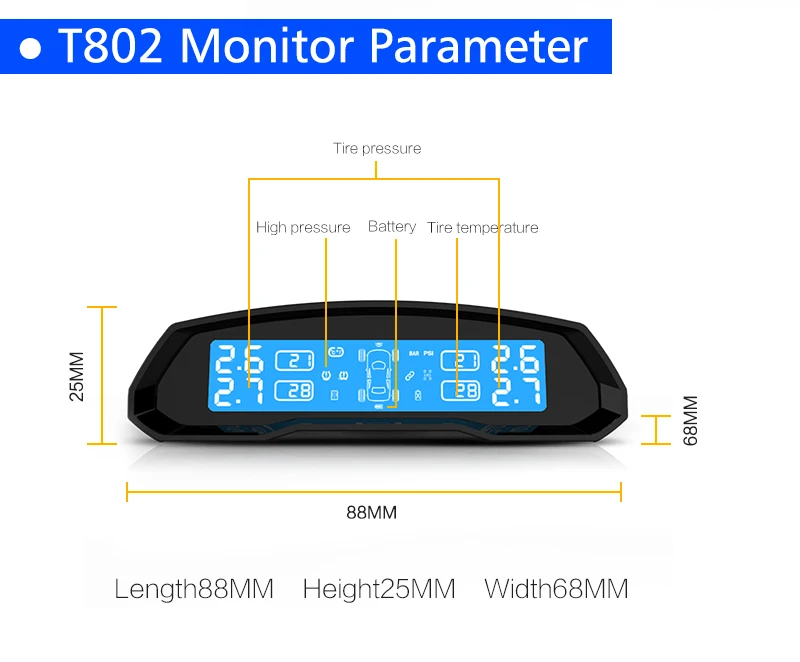 TPMS ЖК-дисплей Автомобильная беспроводная система контроля давления в шинах wiyh 4 внешних датчика для автомобилей Солнечная энергия CAREUD TPMS инструмент