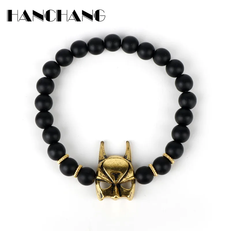 

Superhero Spinerman Batman Mask Blakce CZ Beads Bracelets 2017 NEW Listing Bangles Wristband bracelets for Women Men