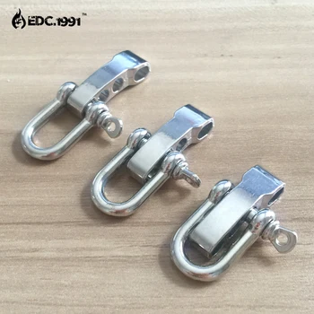 High quality Emergency Survival Adjustable Stainless Steel U Shape shackle Steel Buckle For Paracord Bracelet Steel Buckle survival nylon bracelet with stainless steel buckles beige black