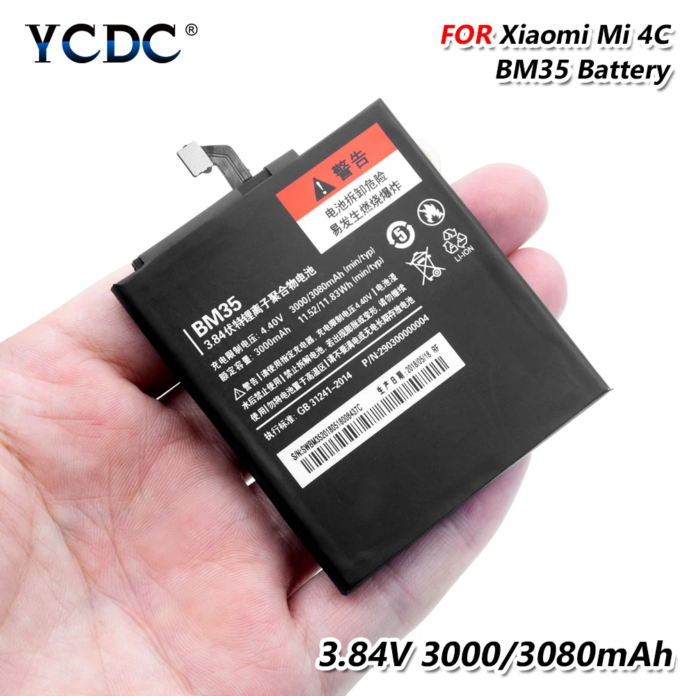 Replacement BM35 BM-35 BM 35 Rechargeable Battery For Xiaomi Mi 4C Mi4c 3.84V 3080MAH Large Capacity