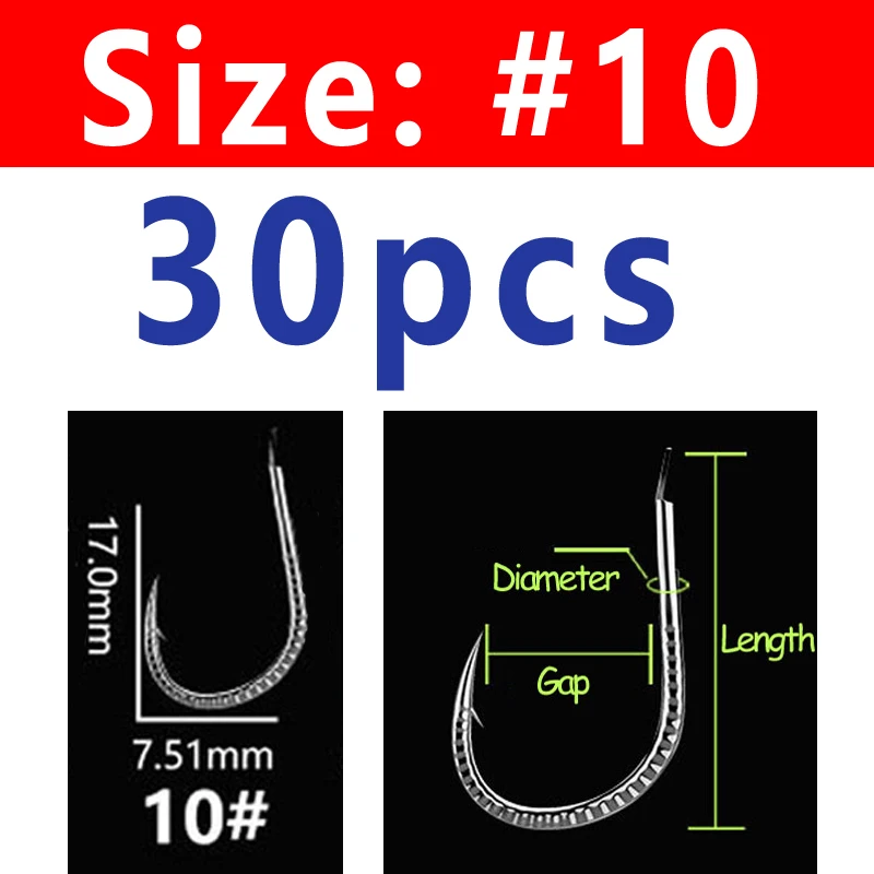 Wifreo 30PCS Silver Color Strong Carp Fishing Hook Barbed Dragon Scale Fish Hook Size 1~ Size 13 Herring Grass Carp Hooks - Цвет: Size 10 30pcs