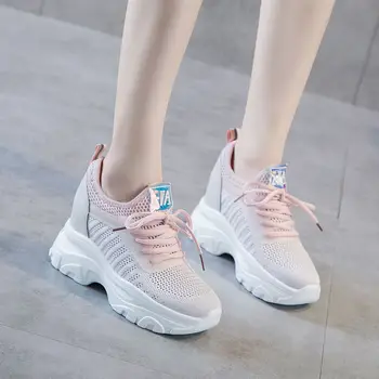 

2019 autumn new fashion simple color matching thick soles casual shoes female trend mesh breathable mesh comfortable flat shoes