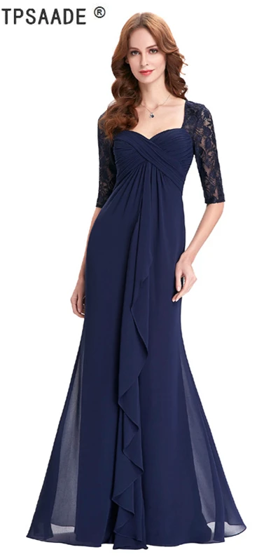 Us 112 13 11 Off Navy Blue 2018 Mother Of The Bride Dresses Lace Dress Elegant Half Sleeve Chiffon Ruffles Evening Gown 0578 In Us 112 13 11 Off Navy Blue 2018 Mother Of The Bride Dresses Lace Dress Elegant Half Sleeve Chiffon Ruffles Evening Gown 0578 In