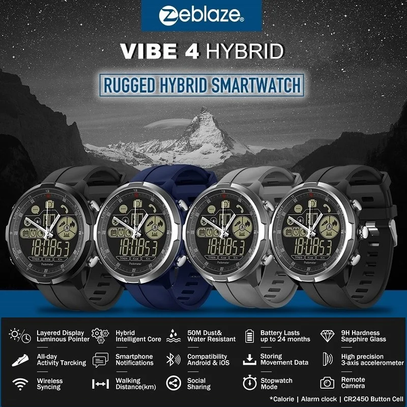 New Original Zeblaze VIBE 4 HYBRID Smart Watch Sapphire