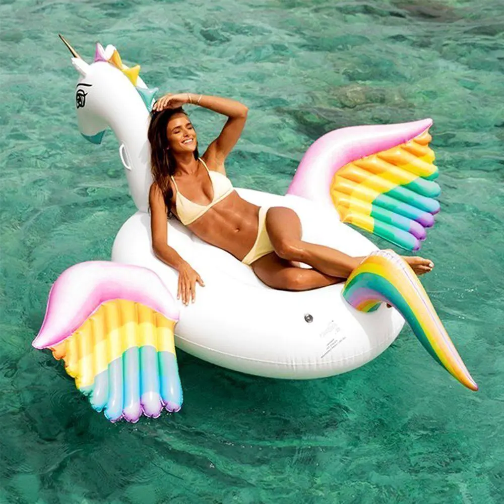 

250cm Giant Pegasus Inflatable Pool Float Rainbow Unicorn Ride-on Water Toy For Women Men Family Beach Lounger Air Mattress boia