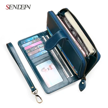 

Quality Clutch Fashion New Wallet Split Leather Wallet Female Long Wallet Women Zipper Purse Strap Coin Purse For iPhone 7Plus