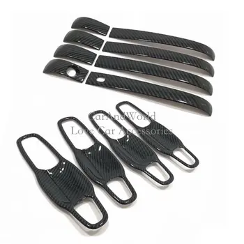 

For Jeep Grand Cherokee 2017 2018 Exterior Door Handle Bowl Cover Panel Frame Trims Carbon Fibre Chrome Sticker Car Accessories