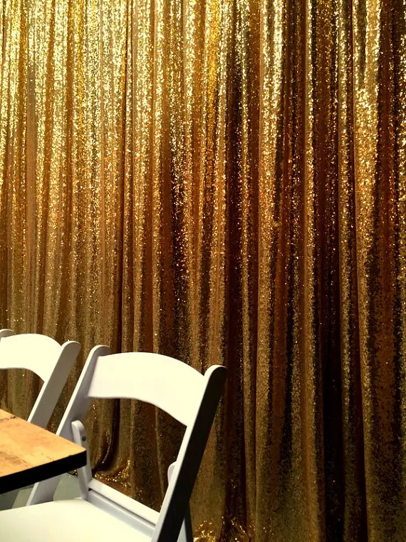 8FT*8FT Gold Champagne Shimmer Sequin Fabric Backdrop Sequin Curtains