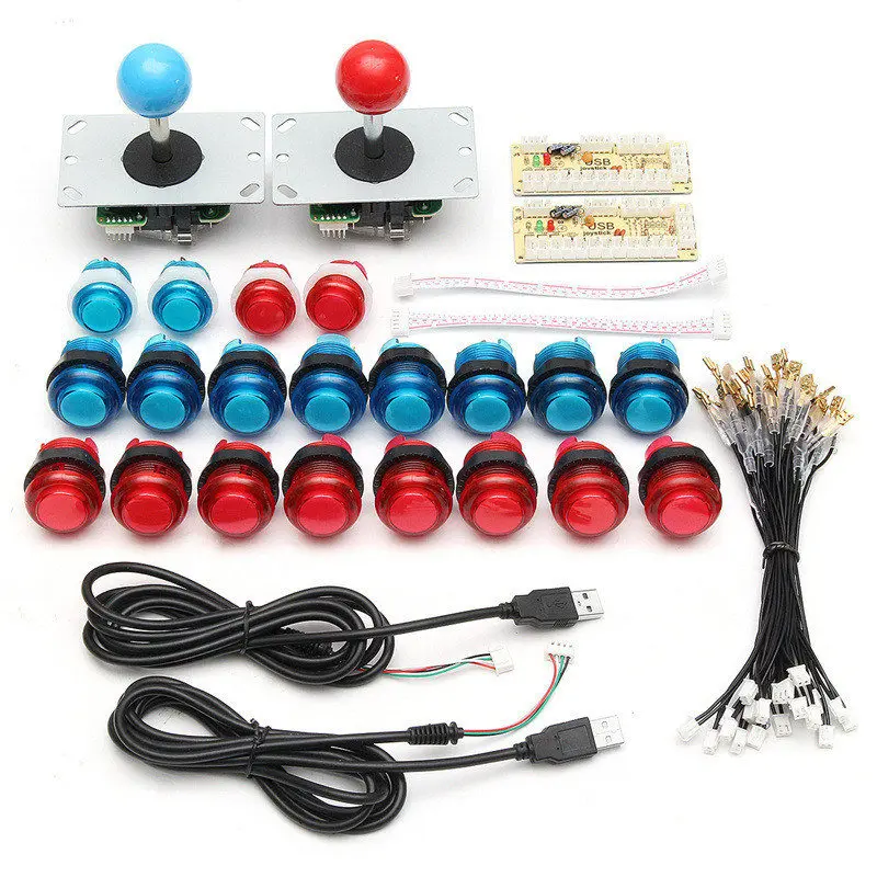 

Joystick DIY Arcade Kits 2 Players With 20 LED Arcade Buttons + 2 Joysticks + 2 USB Encoder Kit + Cables Arcade Game Parts Set