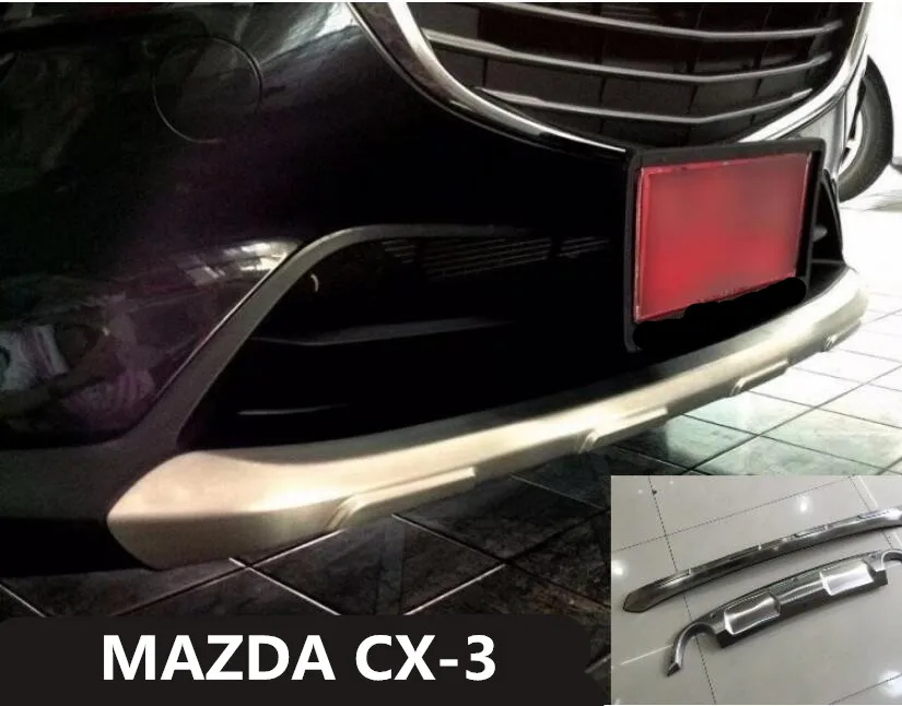 

JIOYNG Front + Rear Bumper Diffuser Protector Guard Skid Plate For MAZDA CX-3 CX3 2016 2017 2018 BY EMS