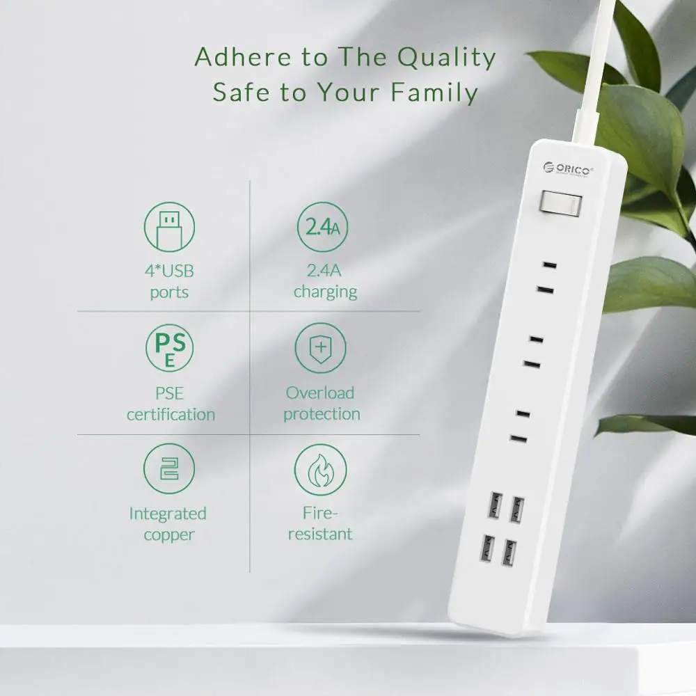 ORICO power Strip 3 AC 2 usb порты Stekker JP вилки удлинитель разъемы Multiprise USB|Удлинители