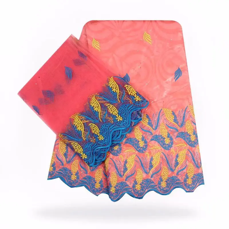 Желтый красный Getzner парчи Базен Riche африканские кружевной ткани модные с 2 ярдов