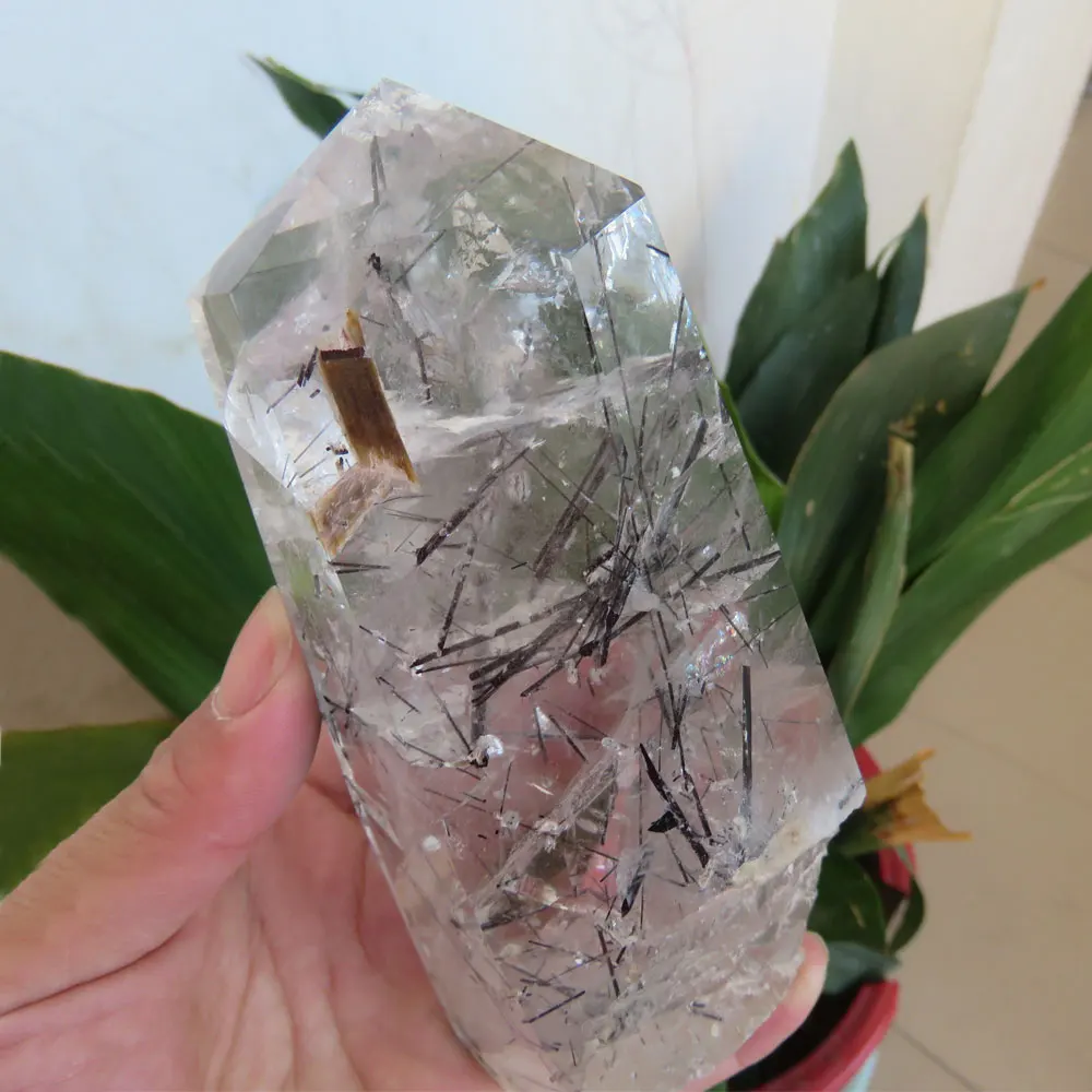 New Arrival !!! 409g Natural Clear Black Tourmaline Quartz Crystal Point Wand Pocket Stone Mineral Reiki Healing | Дом и сад