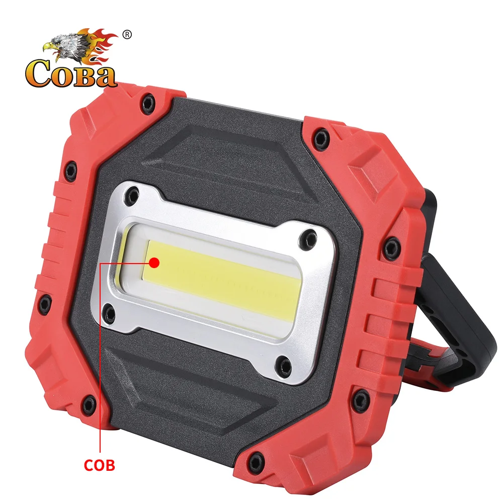 

GIJOE led work light cob lamp plastic case portable flood light use 4*AA battery outdoor work lights hook waterproof