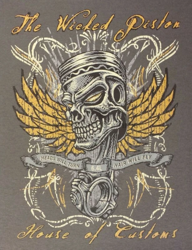 T-Shirt Hot Rod BIKER SKULL Pinup V8 VINTAGE RETRO KUSTOM USA BONES TATTOO 653 | Мужская одежда
