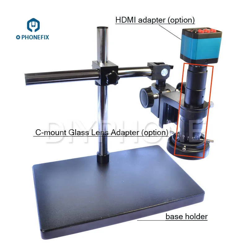 PHONEFIX 1.0X 0.5X 0.35X C-mount Glass Lens Adapter 0.7X~4.5X Magnification For Industry Microscope