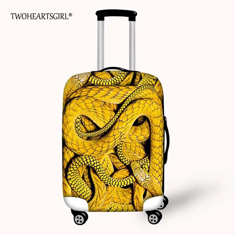 Twoheartsgirl Дизайн 3D змея настроить шаблон чемодан Крышка применить к 18,20, 22,24, 26,28 дюймов эластичные Чемодан защитный Чехлы для мангала