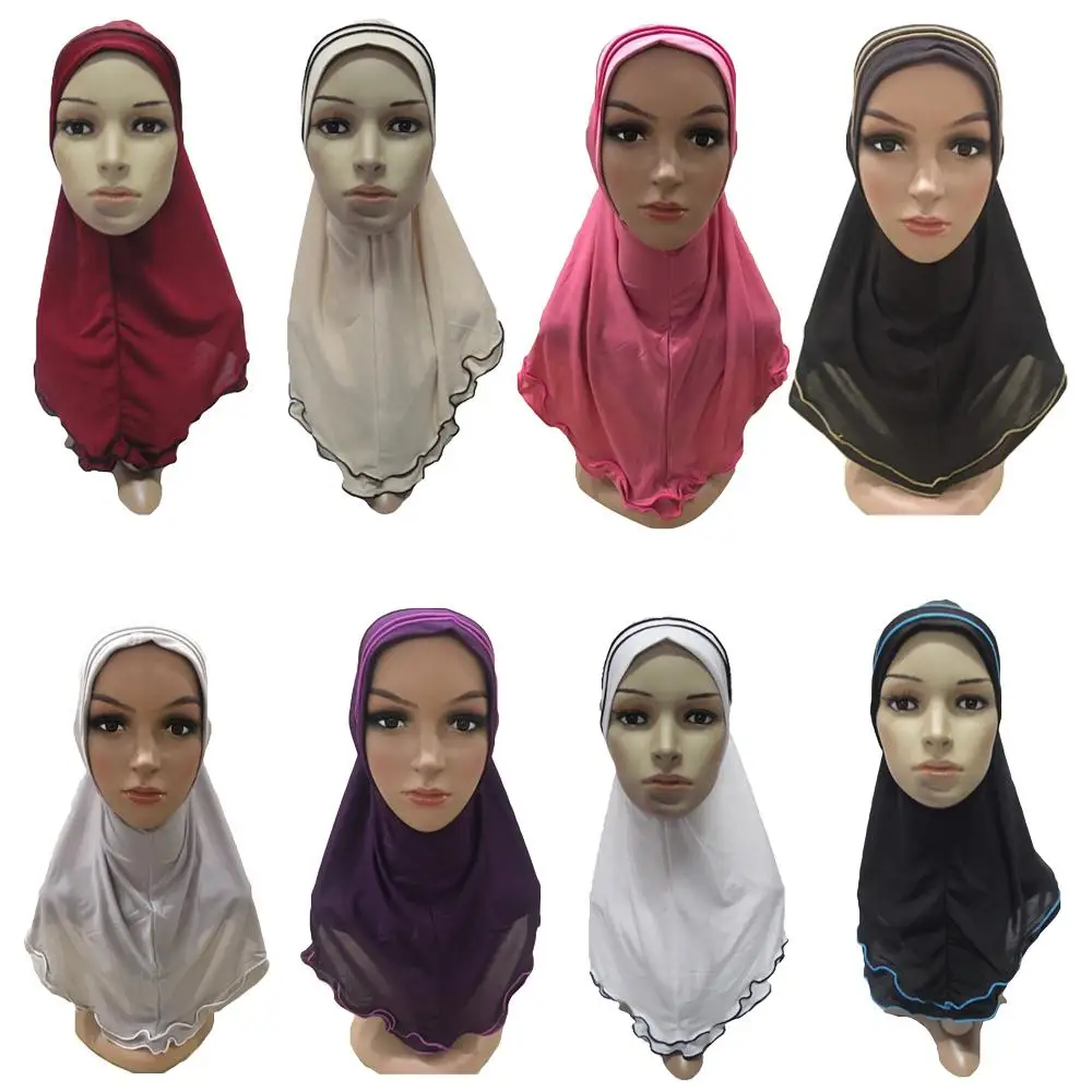 Muslim Fashion Girls Hijab Bandanas Flower Scarf Turban Islamic Soft Shawl Caps