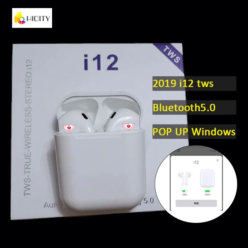 

2019 New i12 TWS Pop Up Earbuds Bluetooth 5.0 Earphones 3D Stereo Touch Control Wireless Earphones Better than i7s i10 i11 TWS