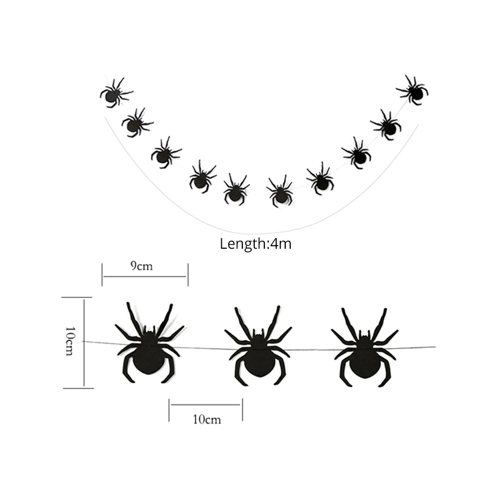 4 м паук летучая мышь Тыква декоративные бумажные цветы цветок на Хэллоуин Висячие вечерние украшения скелет привидение, паук летучая мышь сцена макет