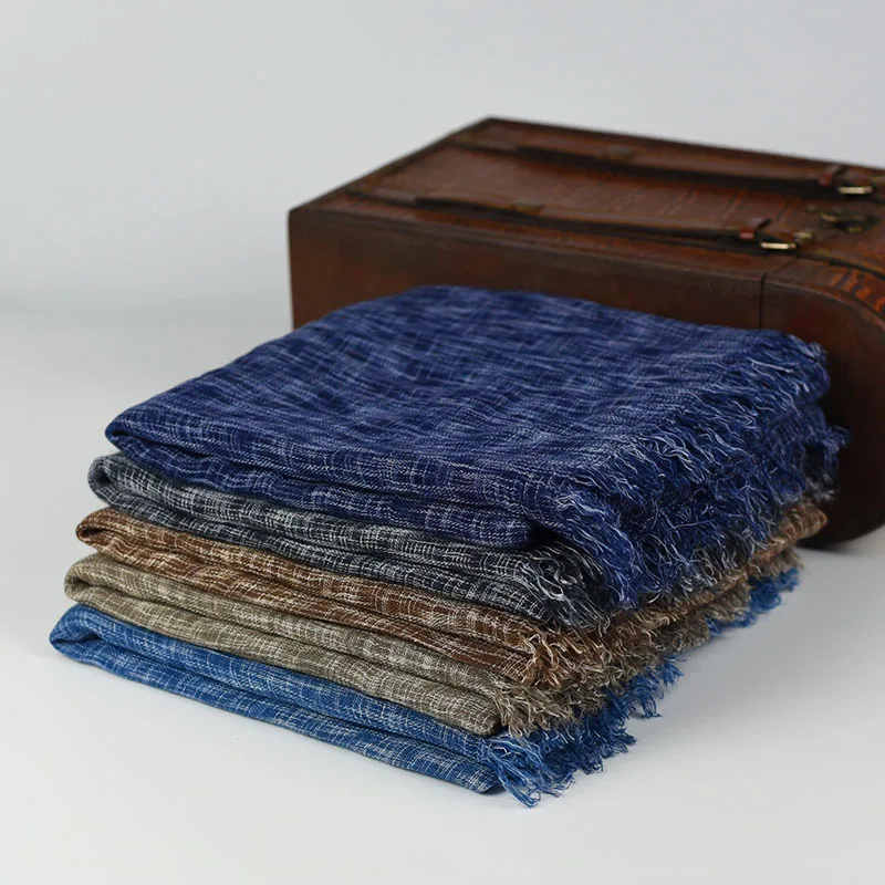

Spring Cotton Scarf 2018 Brand Solid Scarf for Men Denim Blue Scarves Fashion Design Tassel Bufandas Cachecol Men Scarves