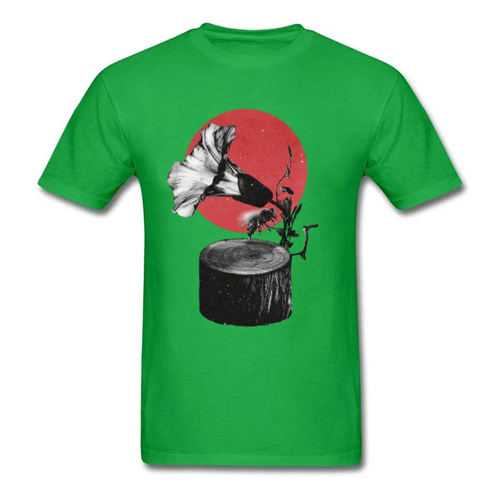 Gramophone Round Neck T-shirts Fall Tops & Tees Short Sleeve Retro 100% Cotton Casual Tee Shirts Summer Man Free Shipping Gramophone green