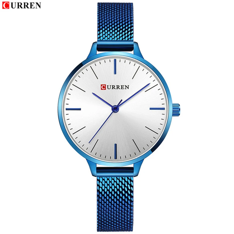 

2019 CURREN Watch Women Simple Fashion Quartz Wristwatch Ladies Blue Steel Dress Watches Relogio Feminino Relogio Masculino Gift