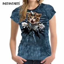 INSTANTARTS 3D кошка собака для женщин быстросохнущая Беговая спортивная футболка с коротким рукавом женская профессиональная Фитнес уличная эластичная безрукавка рубашка