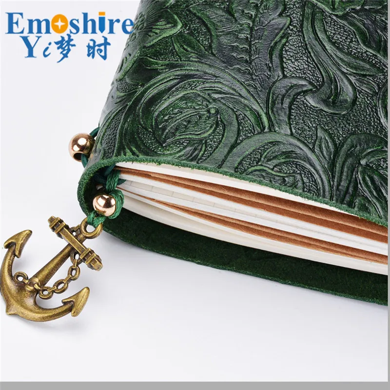 Emoshire Leather notebook retro carved suede leather notebook creative hand book manual loose-leaf journal (9)
