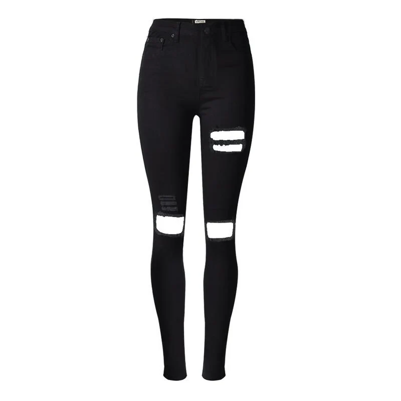 

Gigi hadid sexy ripped jeans women 2017 all-match women frame denim pant high waist hole jeans girls skinny black pencil pant