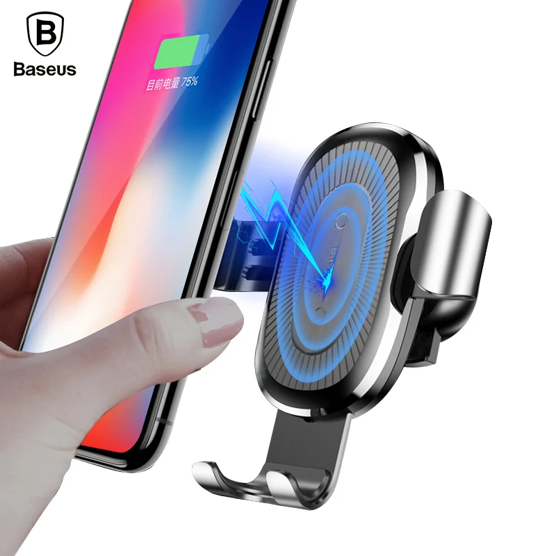 Baseus Car Mount Qi Wireless Charger For iPhone X 8 Plus