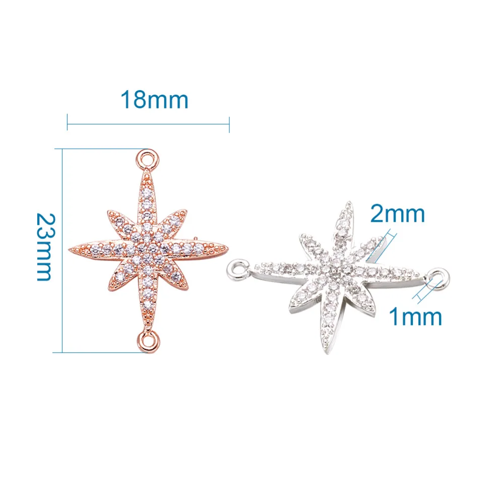 5 шт./лот 18x23x2 мм Разноцветные цветочные коннекторы с фианитами латунные
