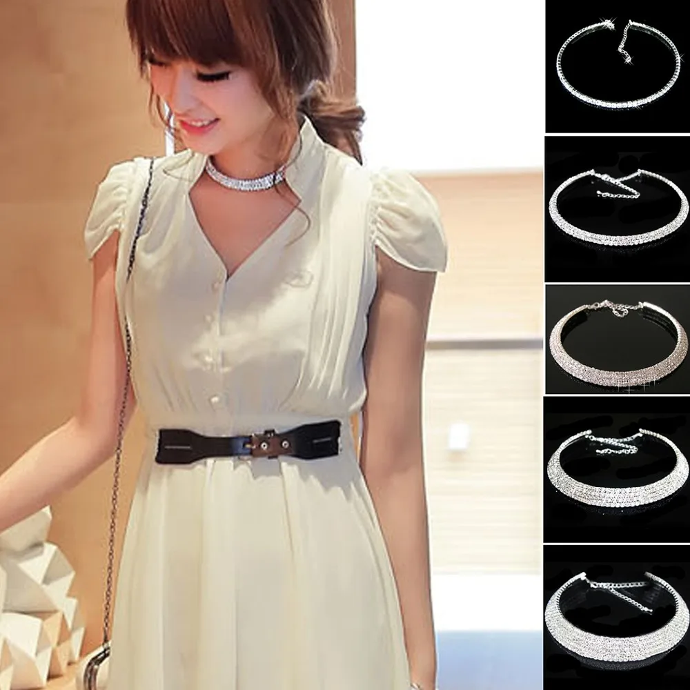 Rhinestone Crystal Choker Collar Bridal Wedding Necklace Jewelry | Украшения и аксессуары