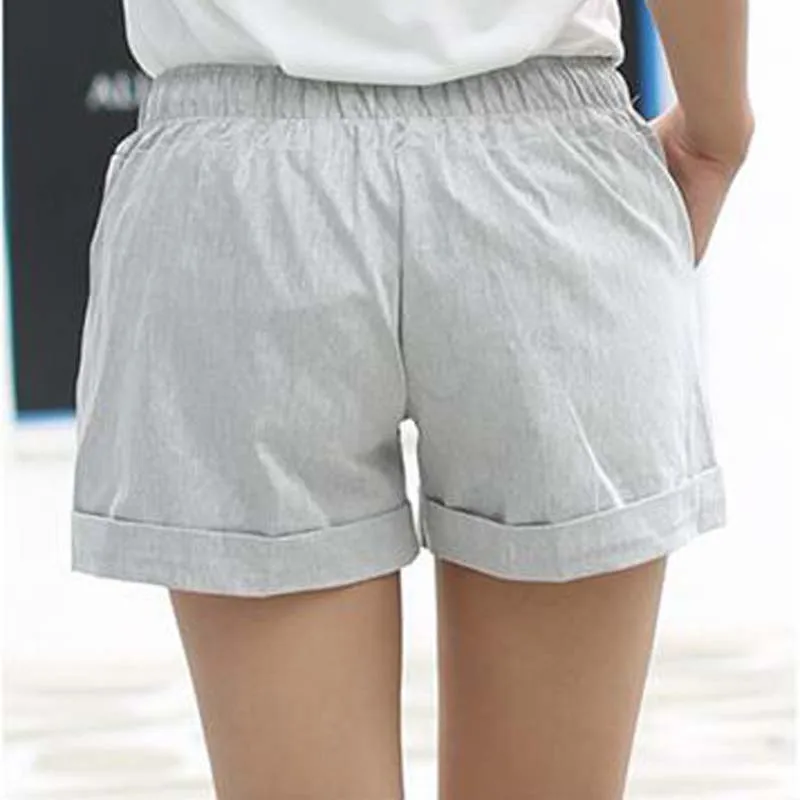 DANJEANER Women Cotton Shorts 2018 Summer Fashion Candy Color Elastic Waist Drawstring Short Pants Woman Casual Plus Size Shorts