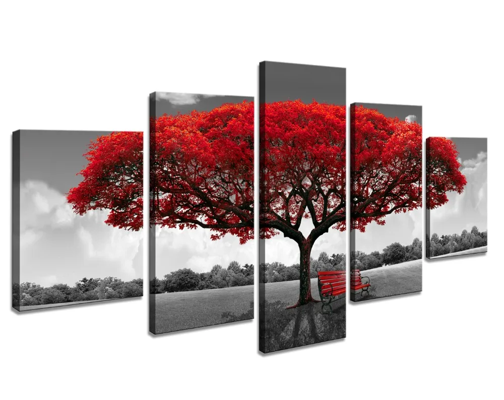 maroon red leaves pictures living room nature decor Mint and red gallery wall Maple tree branch art photography set 3 11x14 photo prints