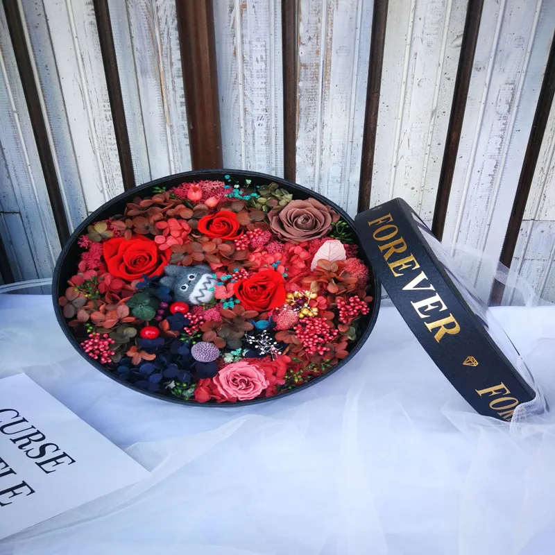 

Eternal life flowers round 21CM creative crafts gift box Christmas Free Shipping