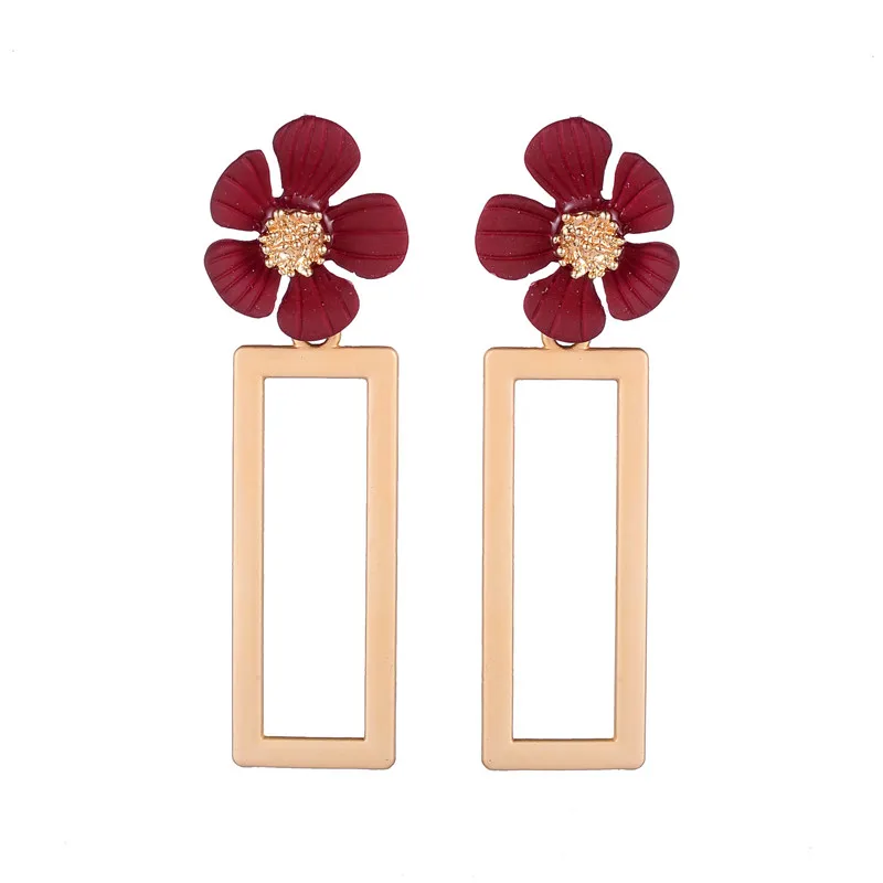 

XINGGE hot sale Europe and America spray paint drip flower earrings for women geometric square drop earrings fashion jewelry sou