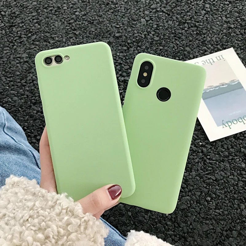 

Soft TPU Candy Color Phone Case For Huawei Y5 II Y5 Lite 2018 Y6II Y6 Pro 2017 Y7 Prime 2018 Y9 2019 Solid Protective Cover