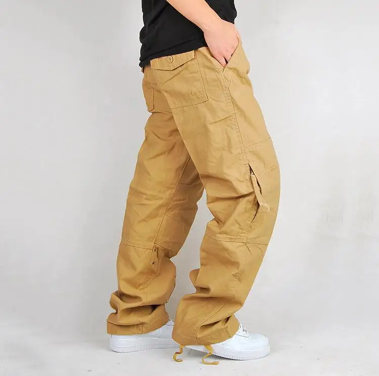 Khaki joggers work men pants pocket mens pants casual fashion men ...