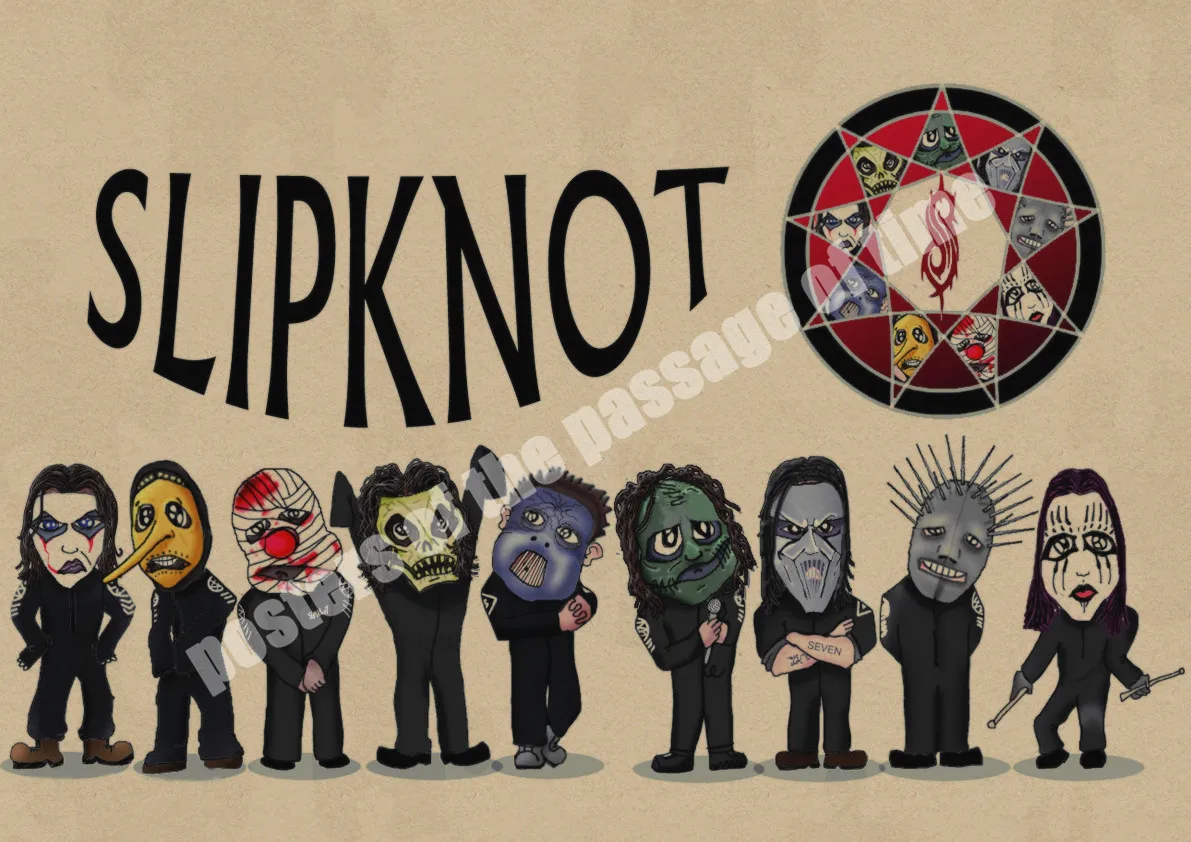 Slipknot тяжелый металл плакат/рок-группа/крафт-бумага/Бар плакат/наклейки на стены/Ретро плакат/декоративная живопись/30*20 см - Цвет: Сливовый