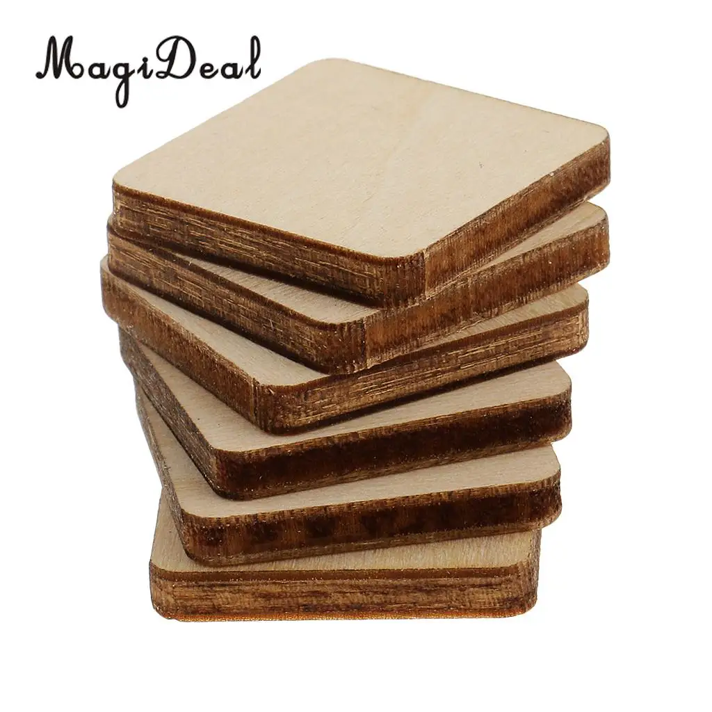 MagiDeal Square MDF Unfinished Wood Pieces Blank Plaque DIY Craft Projects for Pyrography Crafts Party & Holiday DIY Decorations